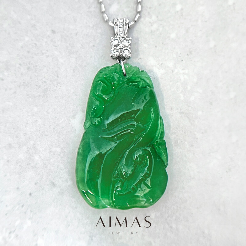 楽天市場】彫刻翡翠 75.15ct ネックレス PT900 プラチナ ペンダント