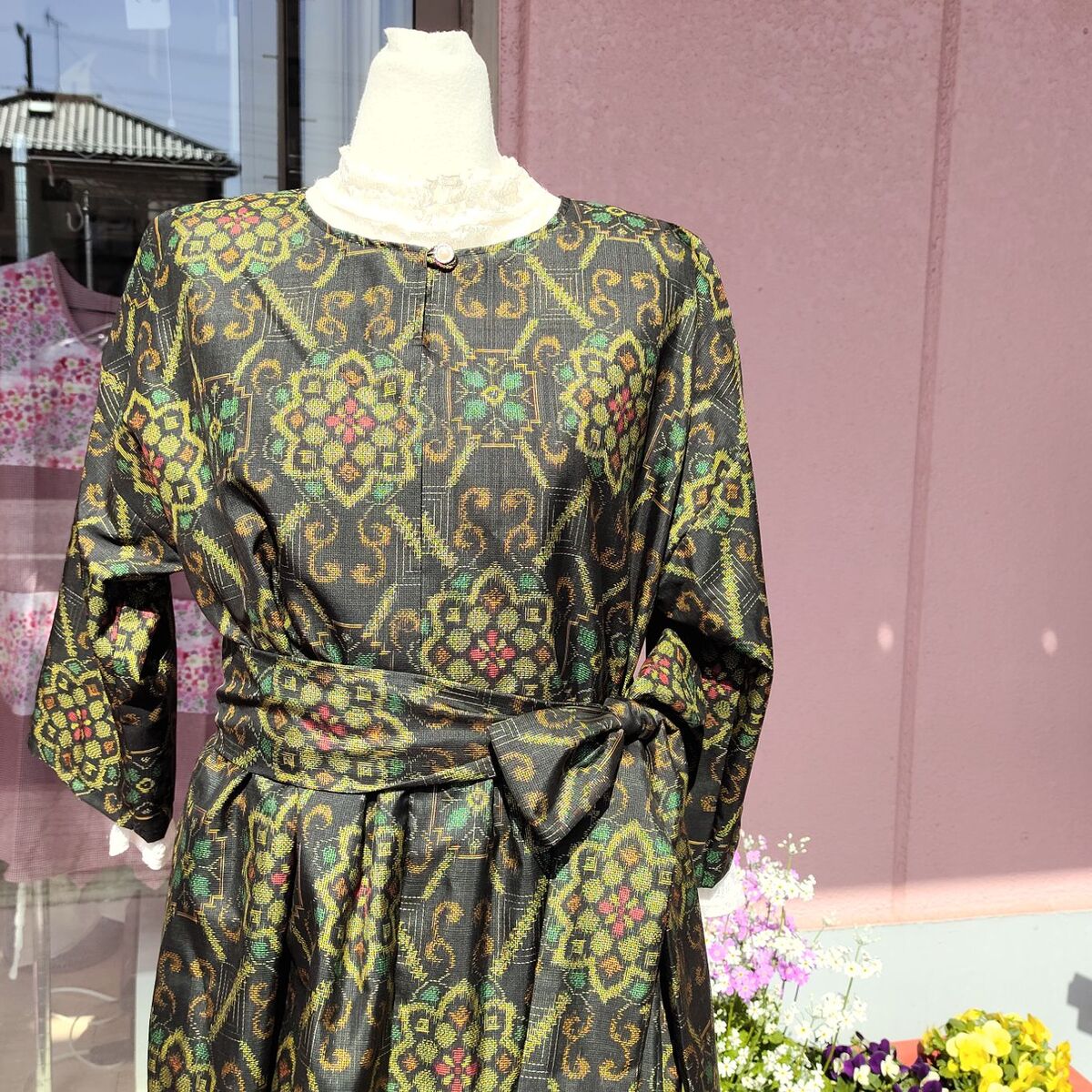 楽天市場】着物 リメイク【オーダー】七分袖 ギャザーワンピース L