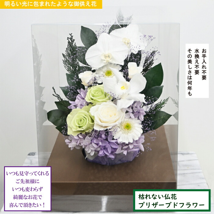 楽天市場】【プリザーブドフラワー 仏花】【八雲・ケース付き】 お
