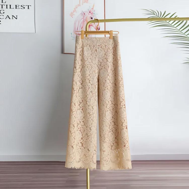 楽天市場】総レースパンツ ワイドパンツ レディース 花柄レース 総