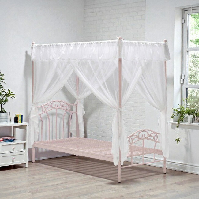 楽天市場】天蓋カーテン付きベッド 天蓋 ベッド フレーム ピンク