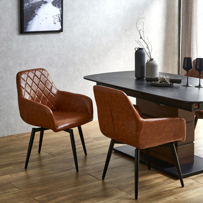 楽天市場】アンティーク風 ダイニングチェア 回転 肘付き 2脚セット