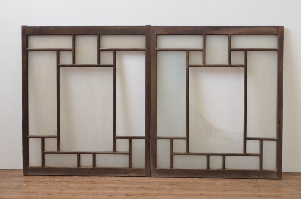 楽天市場】▽現状販売▽ アンティーク建具 ガラス窓 2枚セット 引き戸