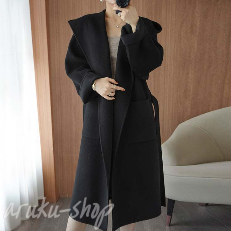 楽天市場】女性 フード付き ウールコート レディース ベルテッドコート