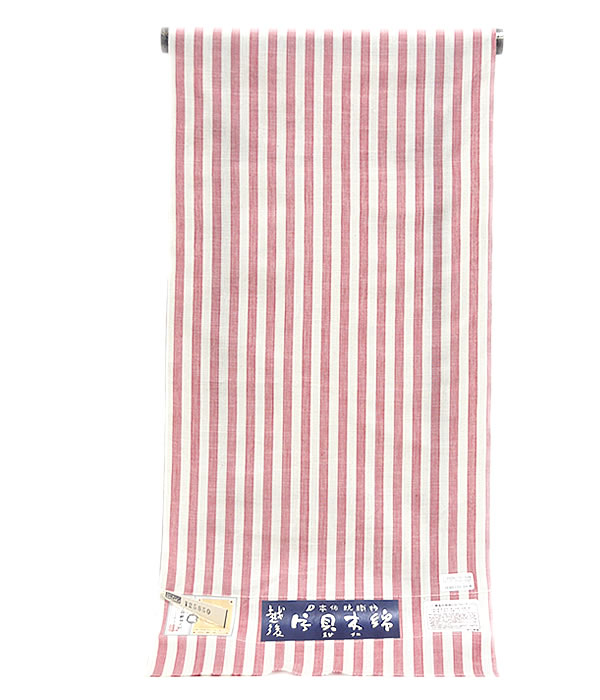 楽天市場】女物 小千谷 紺仁工房 越後 片貝木綿 着尺 -縞/赤・白系