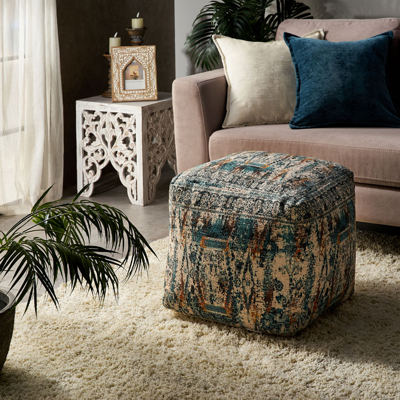 楽天市場】プフ クッション オットマン スツール オールドキリム風