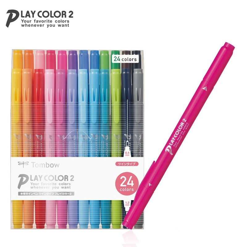 楽天市場】【24色セット】トンボ鉛筆／水性サインペン＜PLAYCOLOR 2