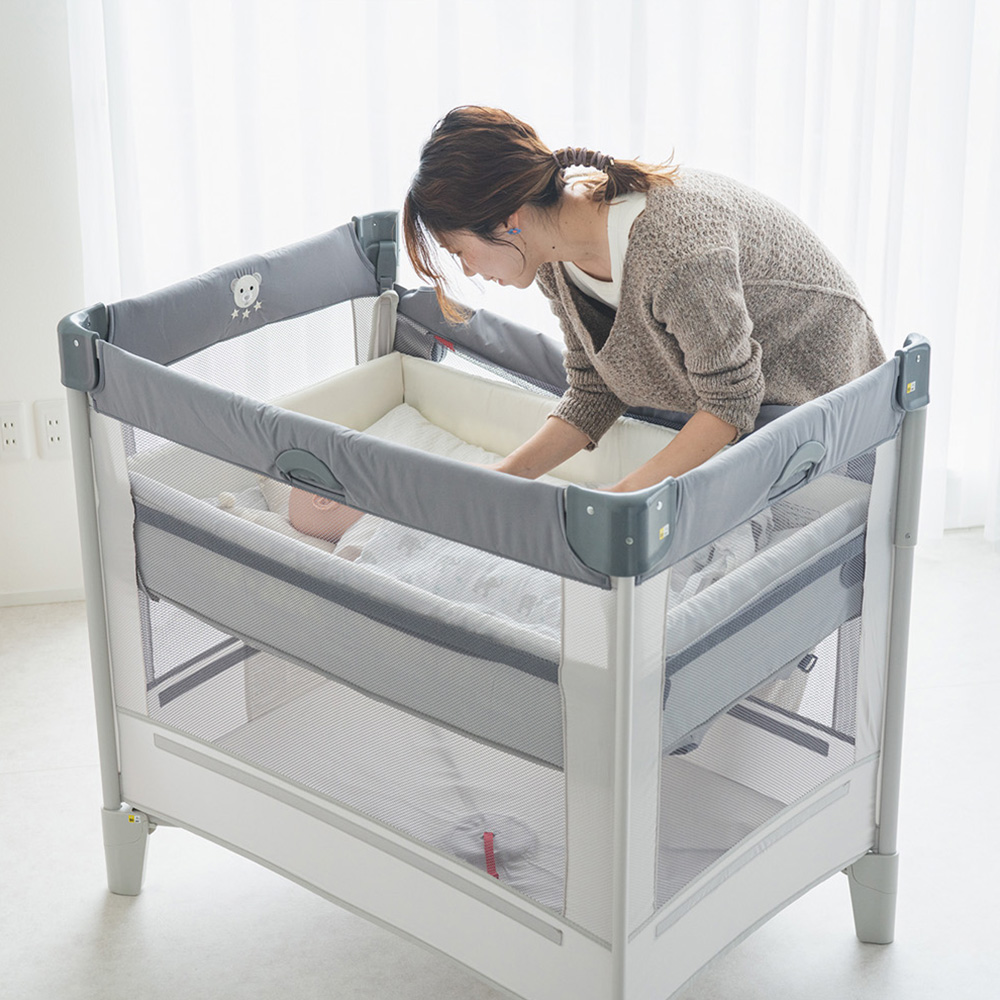 アップリカ ココネルエアーAB 折りたたみベビーベッド グレー 楽天市場