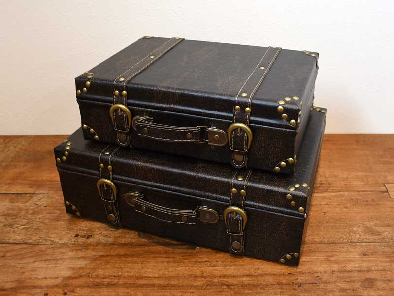 楽天市場】レザー トランクボックス バックル トランク アンティーク