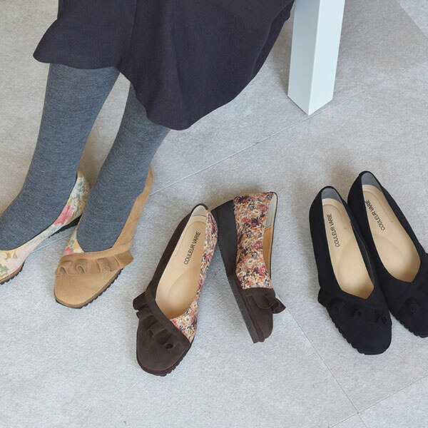 楽天市場】【洗える靴】パンプス フリル バイカラー ウェッジヒール