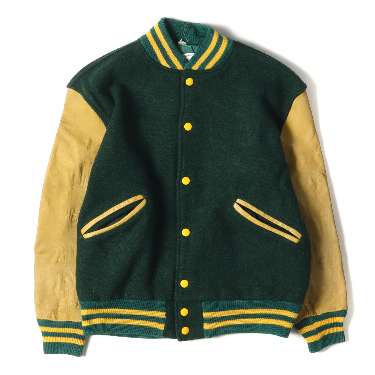 楽天市場】60s BUTWIN 無地 袖レザー メルトン スタジャン アワード