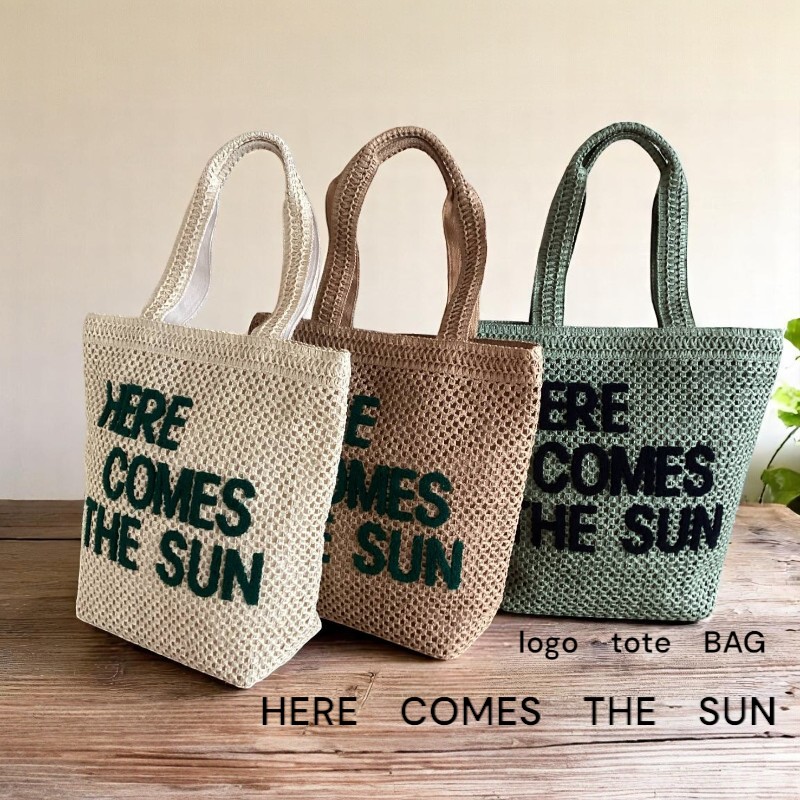 楽天市場】柄編みロゴトートBAG ナチュラルな風合いとロゴが目を惹く