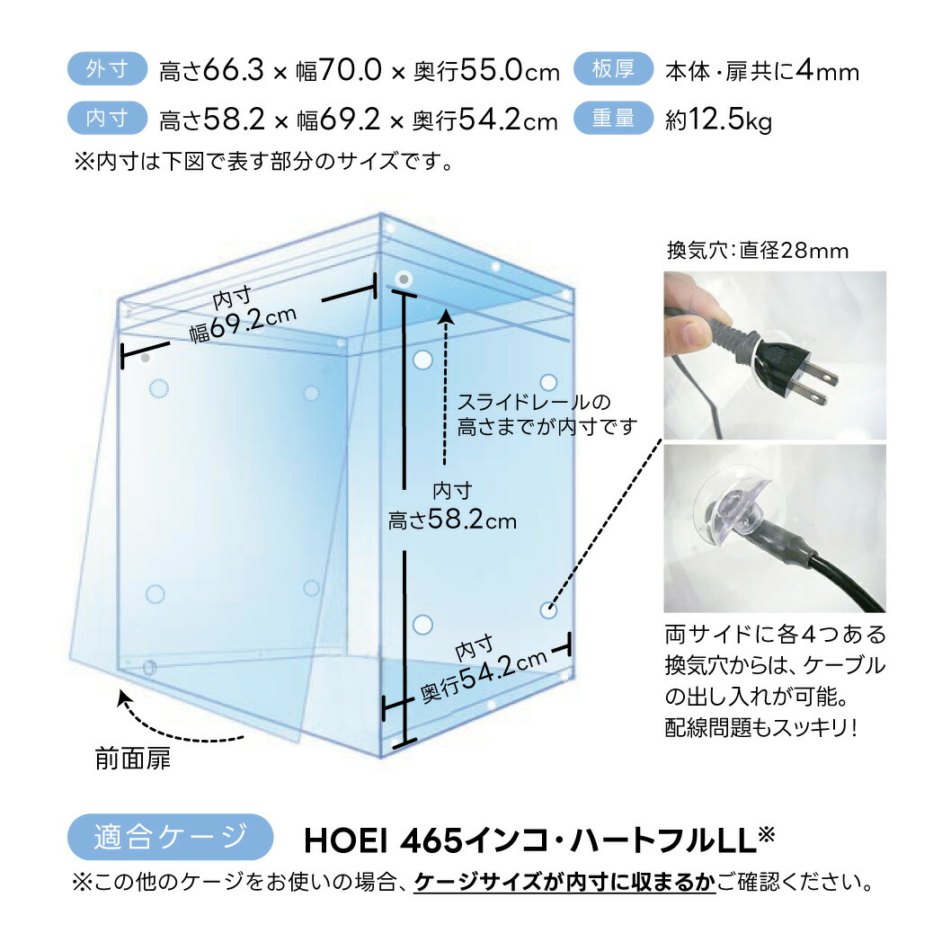 楽天市場】465インコ・ハートフルLL用 アクリルケージケース WIDE 扉