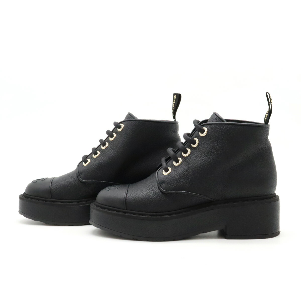 楽天市場】CHANEL シャネル ショートブーツ レースアップ 編み上げ