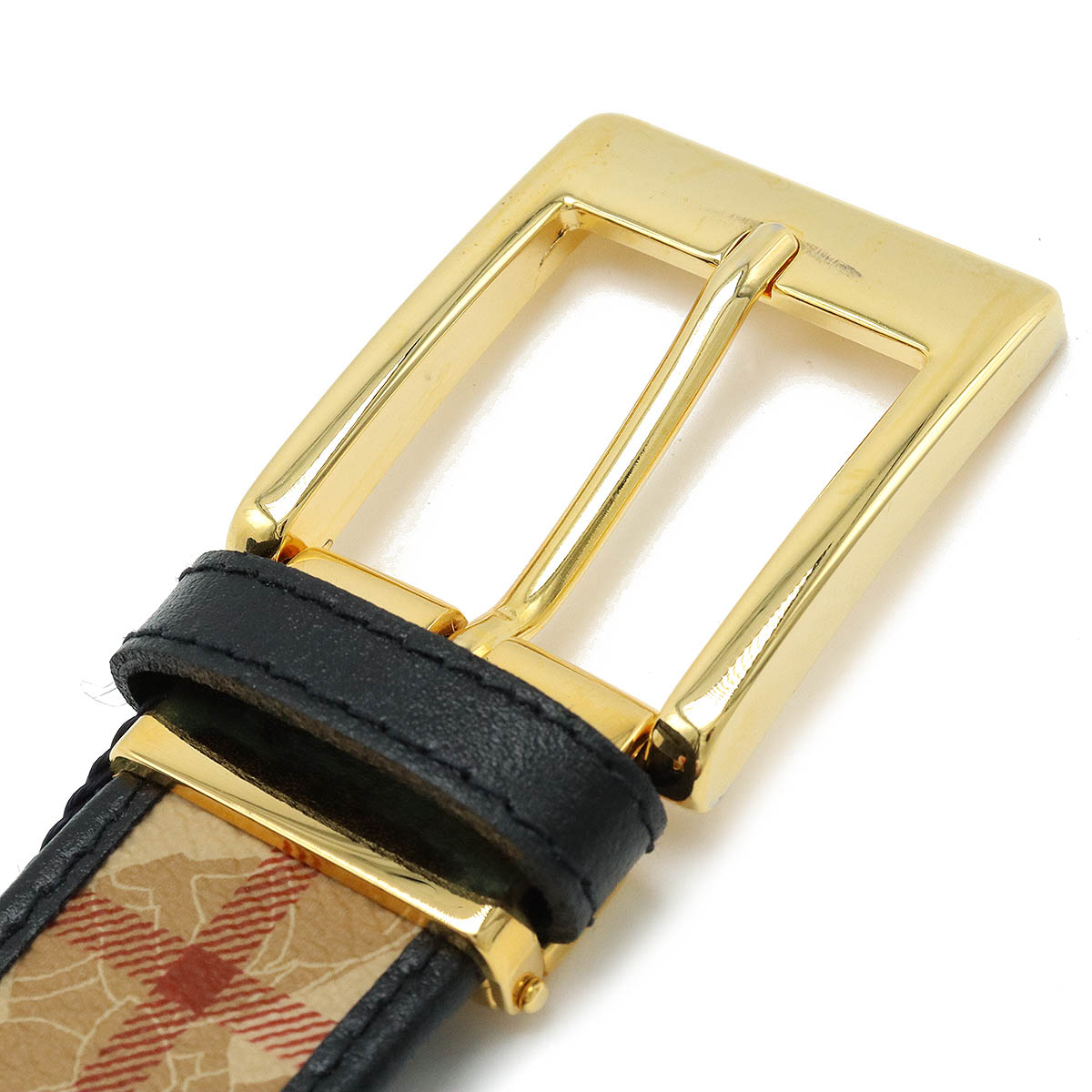 美品バーバリー バーバリー ベルト ノバチェック シャドーホース PVC