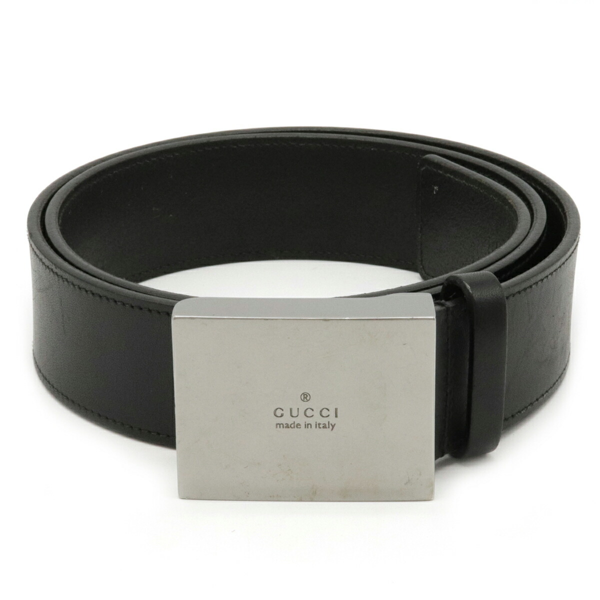 楽天市場】GUCCI グッチ シルバーバックル ベルト レザー ブラック 黒