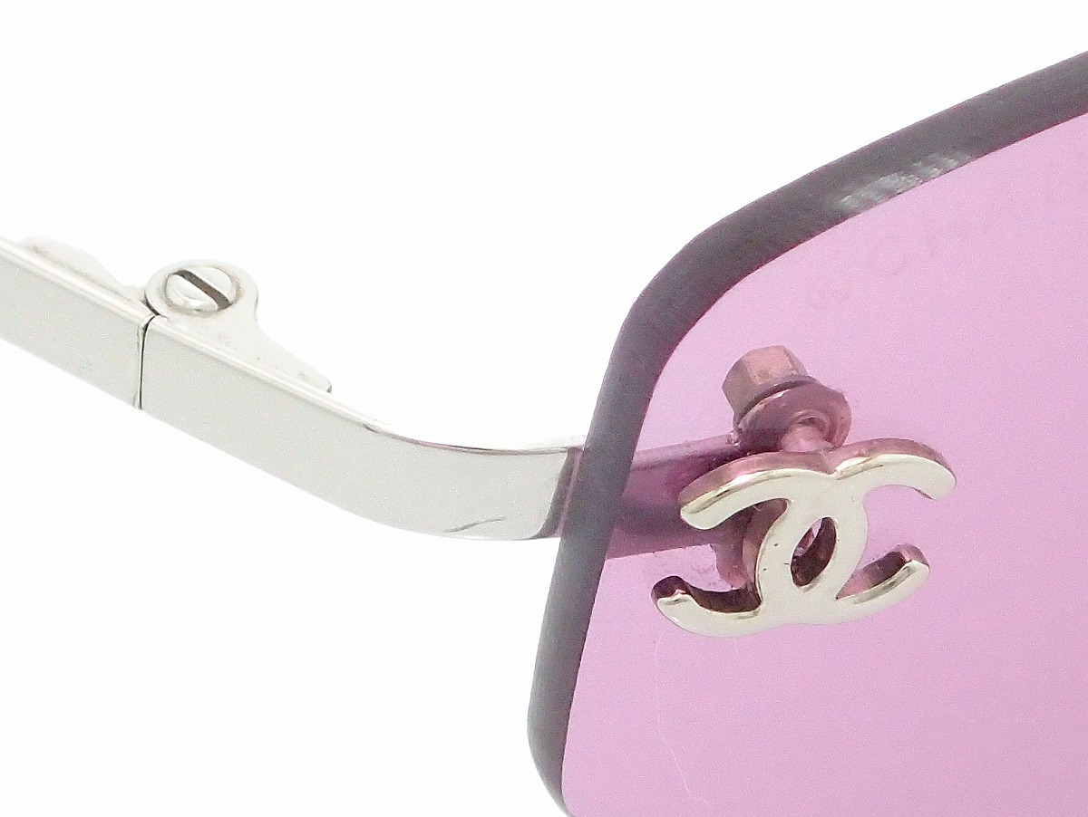 極美 CHANEL シャネル パープル リムレス サングラス アイウェア 極美