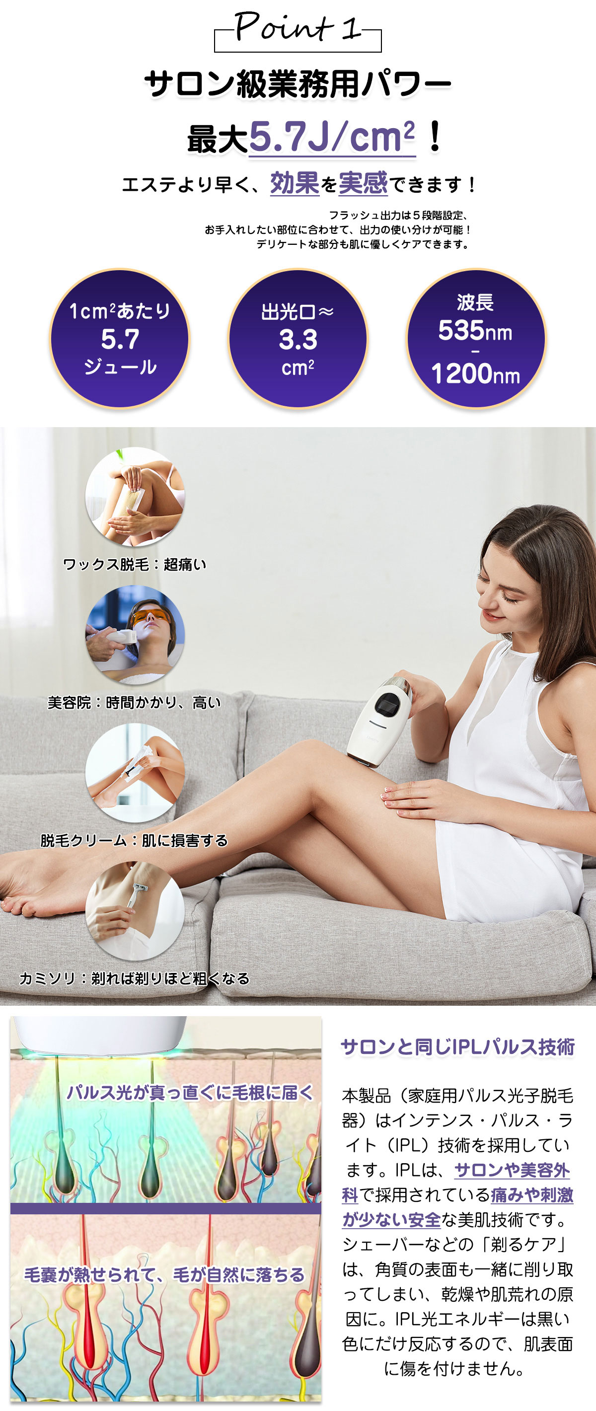 楽天市場】脱毛器 冷感 IPL脱毛器 ムダ毛処理 脱毛器 簡単 顔からVIO