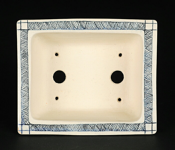 楽天市場】盆栽鉢 「高山染付山水図長方鉢」 植木鉢 絵付鉢 作家鉢