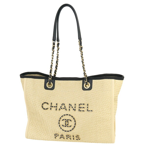楽天市場】【超美品】 シャネル トートバッグ ドーヴィル MM ストロー