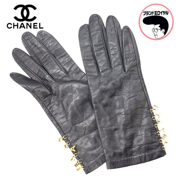 楽天市場】【中古】CHANEL シャネル 手袋 レザー グローブ ブラック 黒