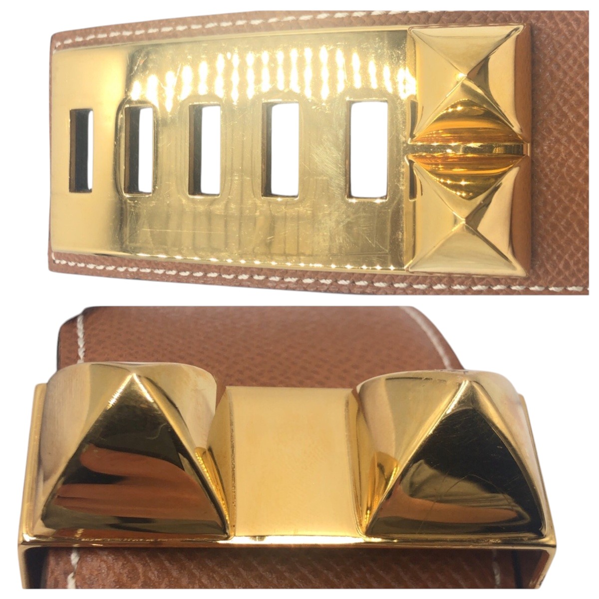 楽天市場】美品 HERMES エルメス コリエドシアン ブラウン ゴールド