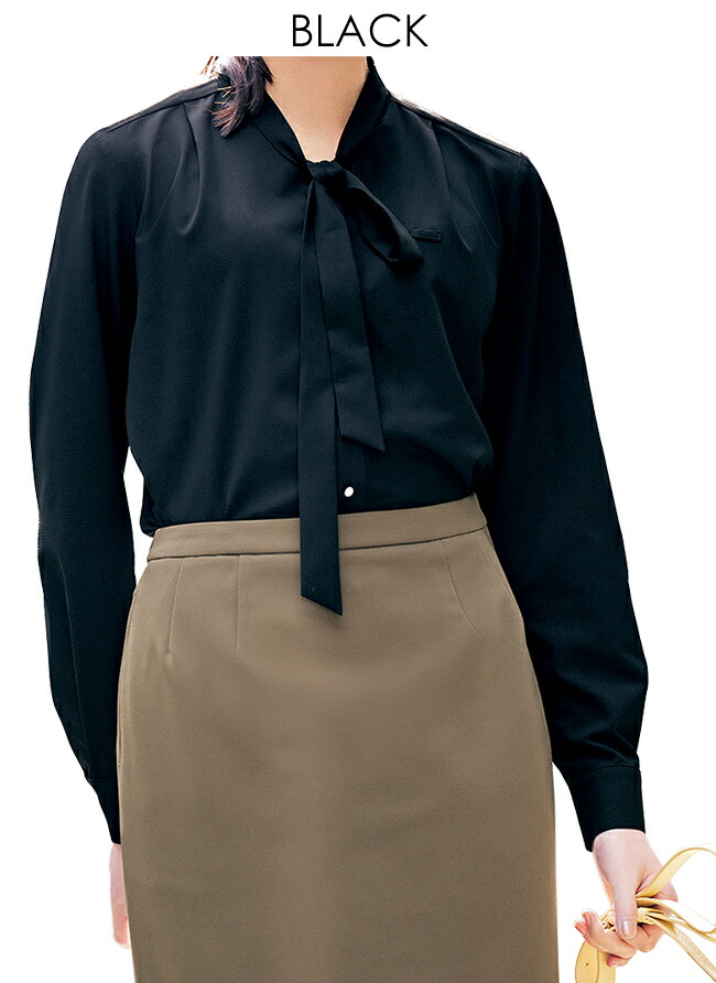 楽天市場】長袖ブラウス リボン付 3WAY ノーアイロン ストレッチ 透け