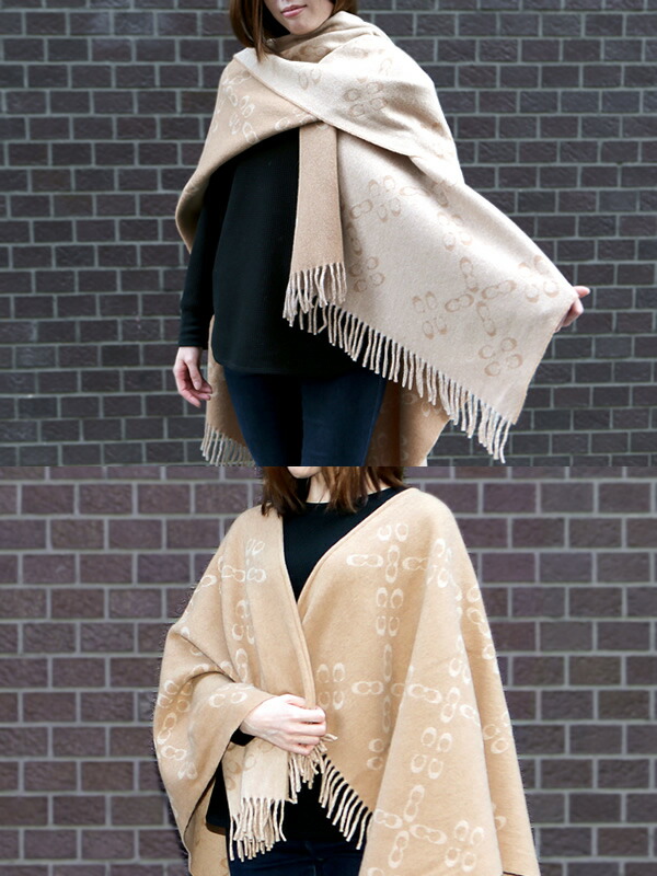 楽天市場】COACH コーチ ポンチョ ストール 大判 厚手 ウール