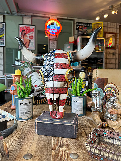 楽天市場】アメリカンフラッグ スカル スタンドオブジェ ウエスタン