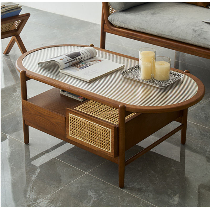 ラタンテーブル（ガラス天板付き） 籐 ラタンテーブル ガラス天板