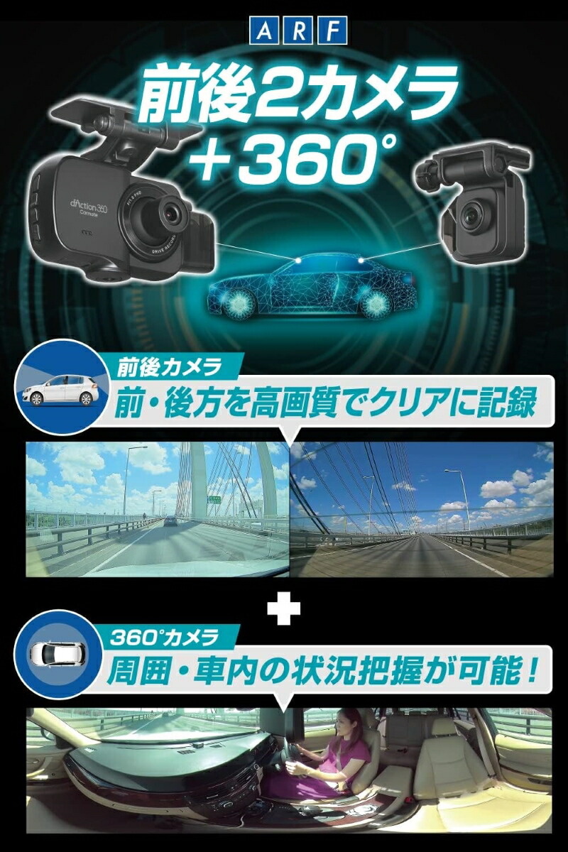 楽天市場】ドライブレコーダー 360度 カメラ カーメイト ダクション