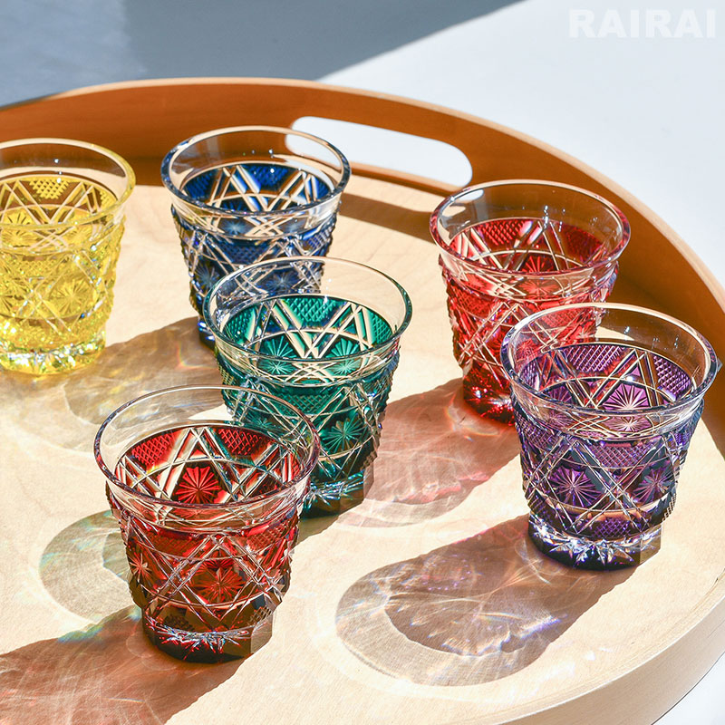 楽天市場】薩摩切子 冷酒グラス cut01 金赤 鹿児島 島津薩摩切子 薩摩