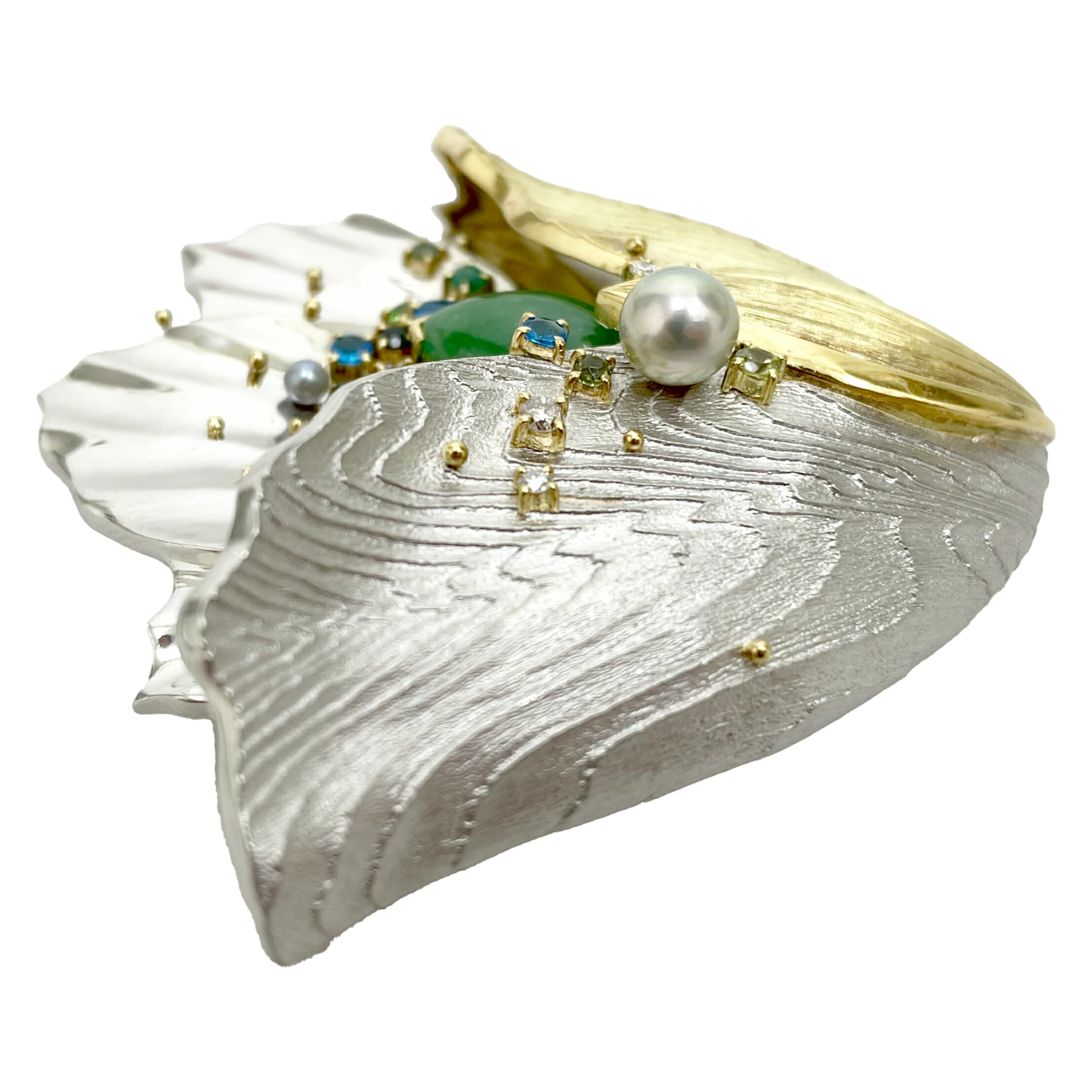 楽天市場】福原佐智 デザインブローチ フラワーモチーフ PT900 K18