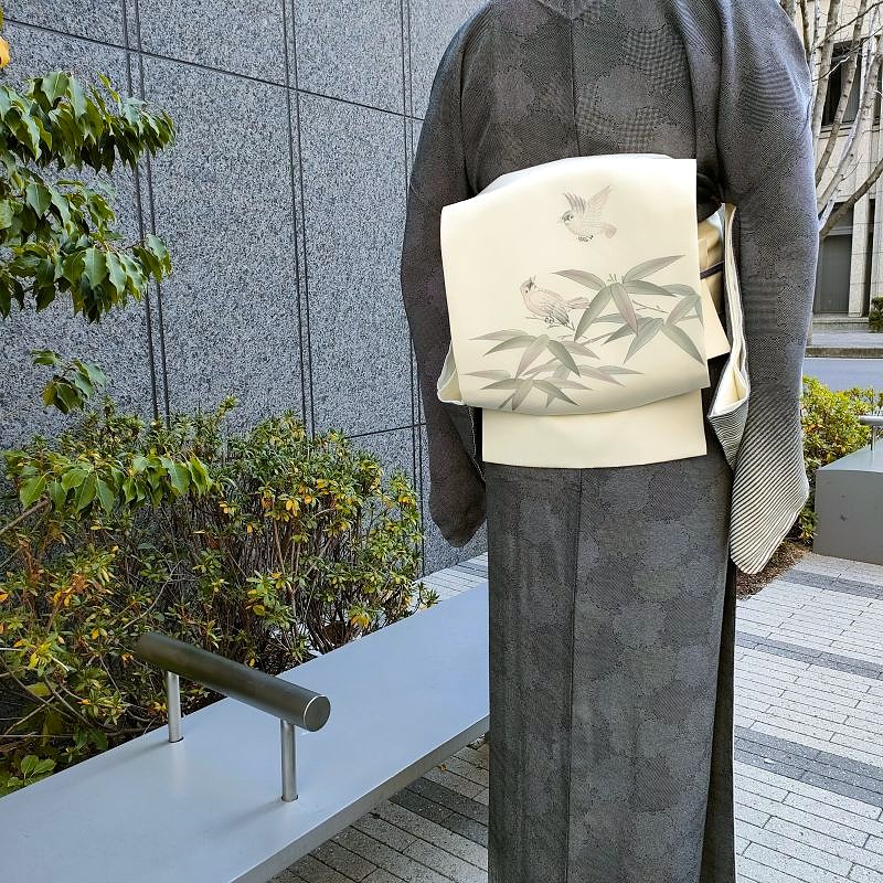 楽天市場】名古屋帯 塩瀬 竹に雀 手描き染 カジュアル 九寸名古屋帯 御