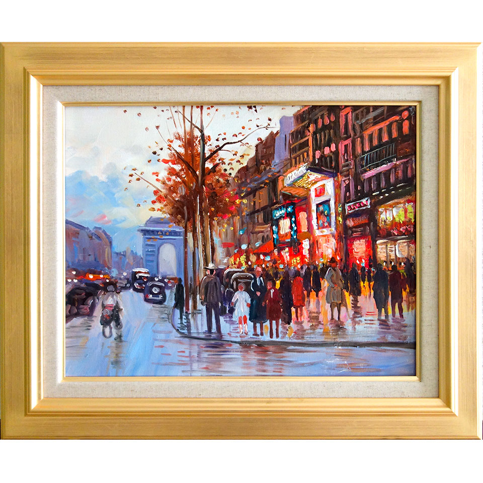 楽天市場】絵画 油彩画 F6号 夕暮れのパリ 渡瀬七生 手描き 額付き