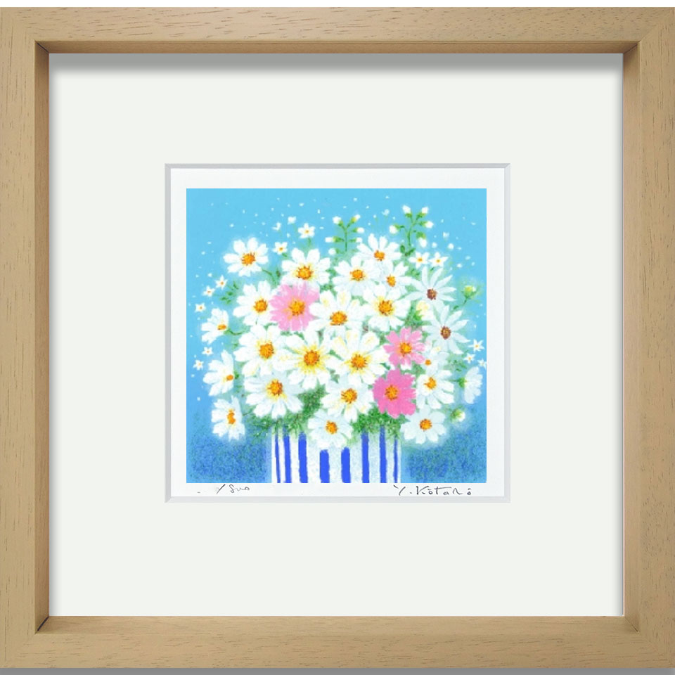 白い花」 日本画油彩絵画サイン額縁インテリア19