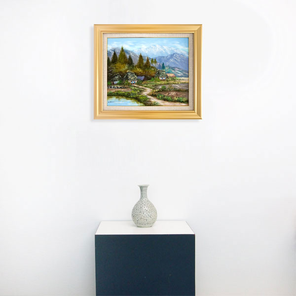 楽天市場】油彩画 松本弘 「里の民家」 F8号 油絵 額入り 風景画 真筆