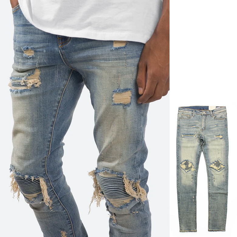 楽天市場】mnml ミニマル X162 STRETCH DENIM クラッシュ ダメージ