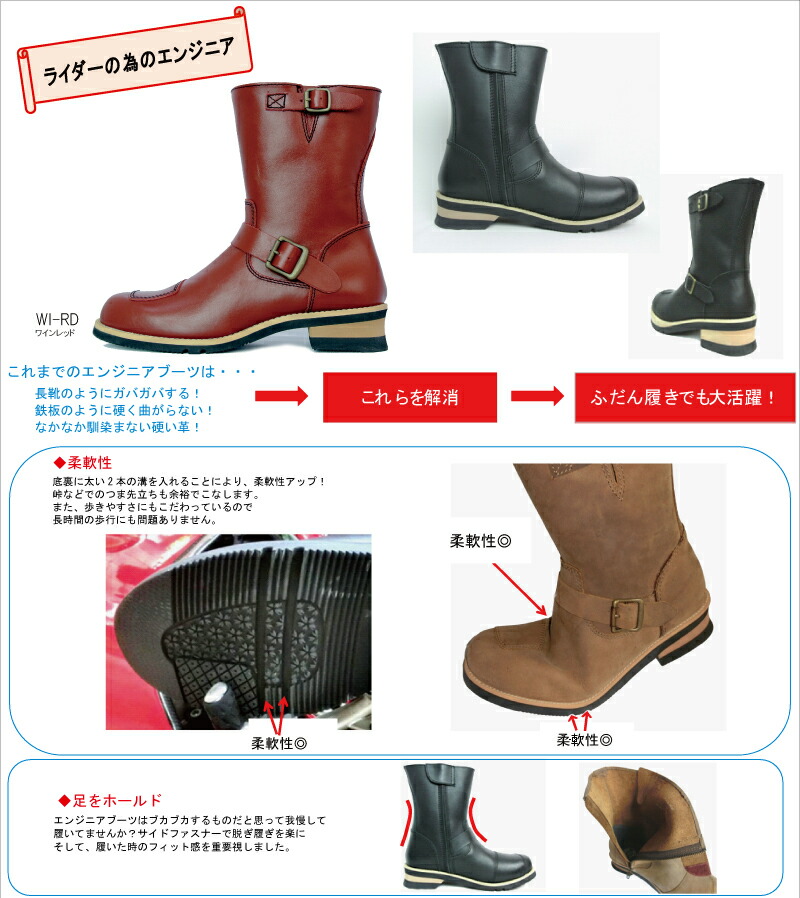 楽天市場】ワイルドウィング イーグル エンジニア ミドル 本革 バイク