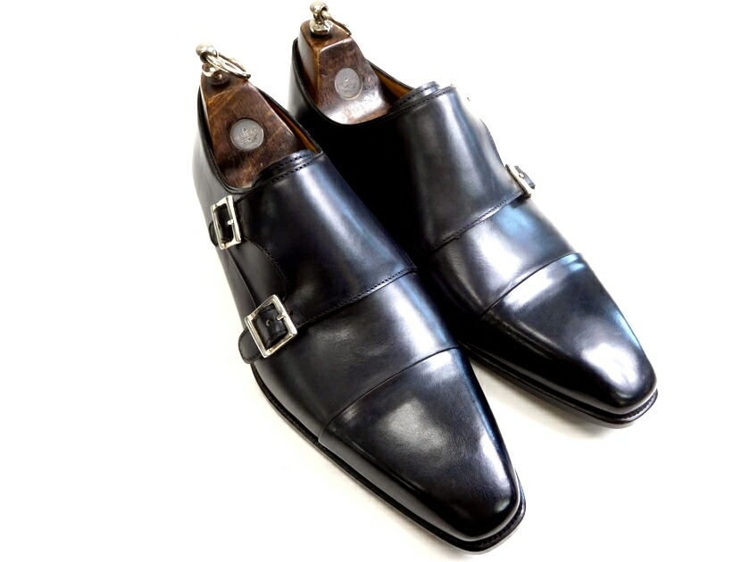 フランチェスコべニーニョ ネイビー ダブルモンクストラップ 7.5