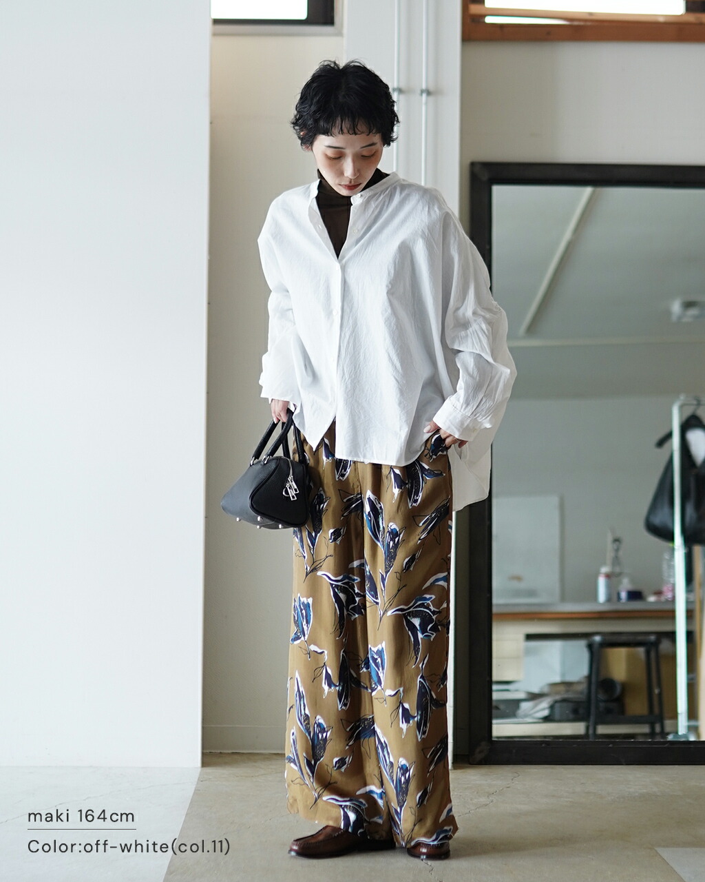 楽天市場】ミズイロインド mizuiro ind バックギャザー ワイドシャツ