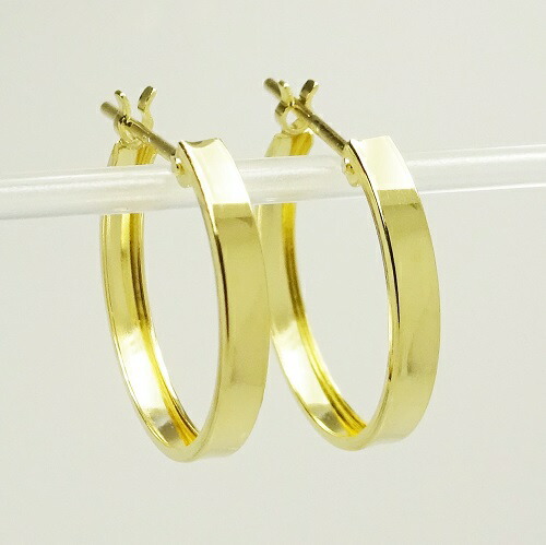 楽天市場】K18 イエローゴールド 角ミゾ フープピアス 2mm×15mm メンズ