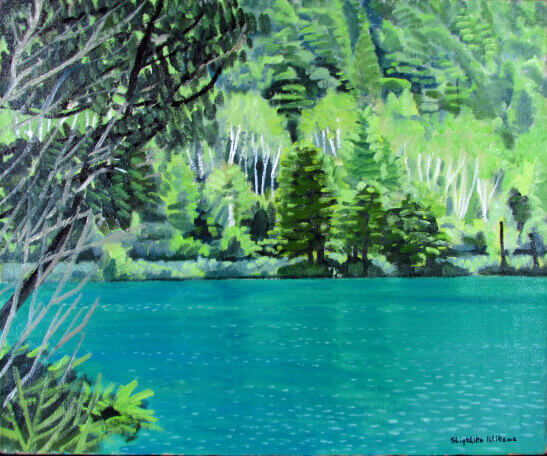 楽天市場】石川滋彦 山湖新緑 油彩8号 志賀高原 : ギャラリーダッドアート