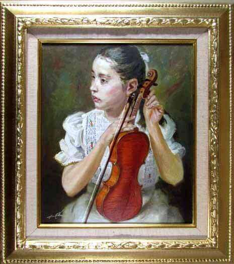 楽天市場】奥龍之介 バイオリンの少女 油彩8号 : ギャラリーダッドアート