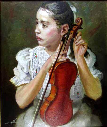 楽天市場】奥龍之介 バイオリンの少女 油彩8号 : ギャラリーダッドアート