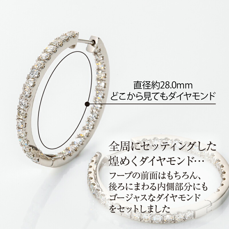 楽天市場】Deliciae 中折れ フープピアス pt900 天然ダイヤモンド
