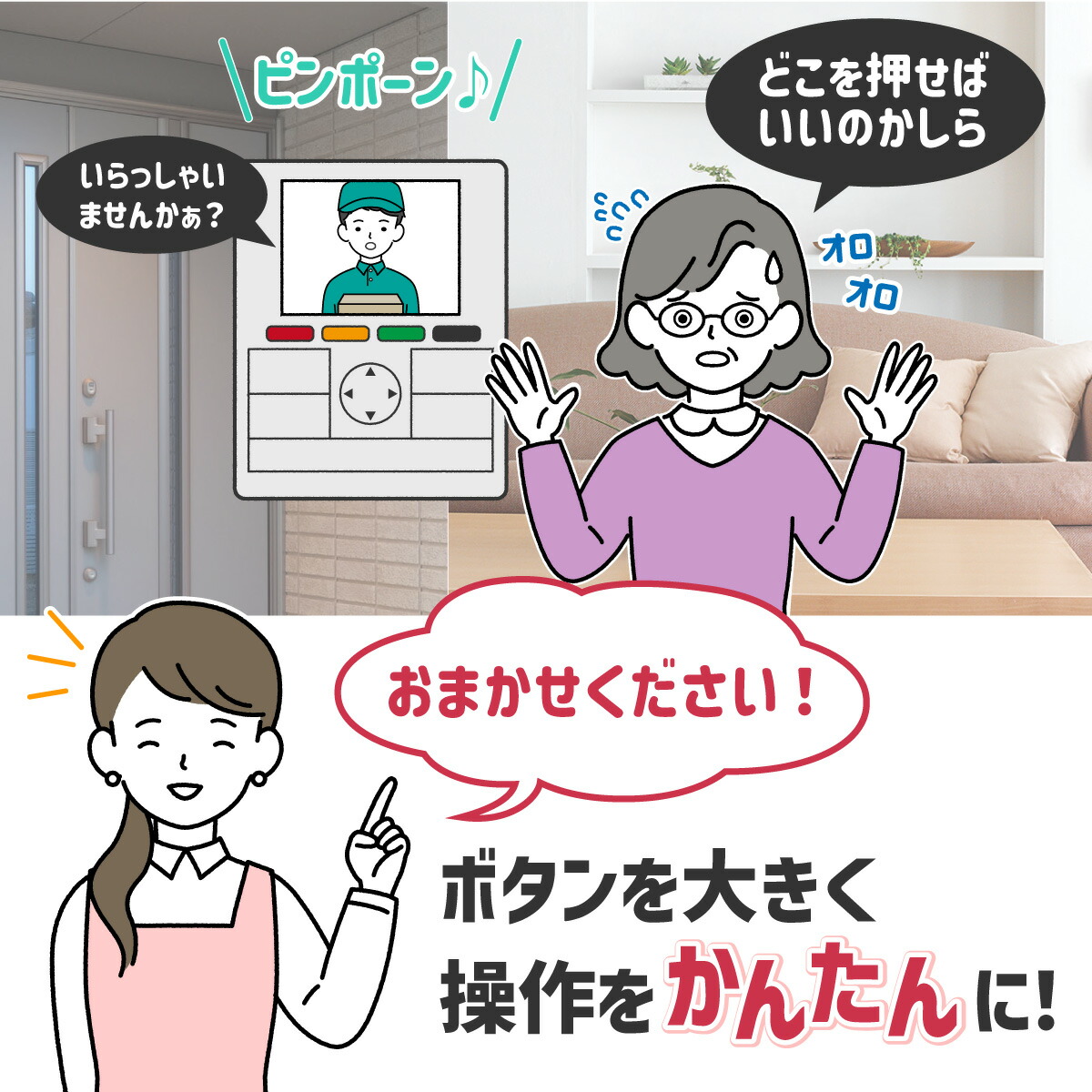 楽天市場】エルパ かんたんテレビドアホン 玄関カメラ＋壁かけ親機