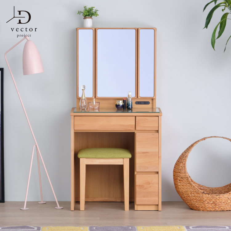 楽天市場】ドレッサー 化粧台 鏡台 メイク台 三面鏡 寝室 無垢材 天然