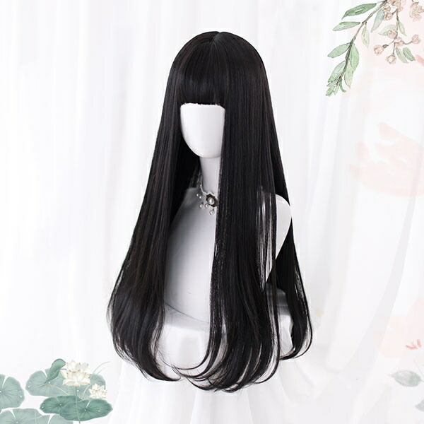 楽天市場】ウィッグ フルウィッグ ロング ストレート ブラック 前髪