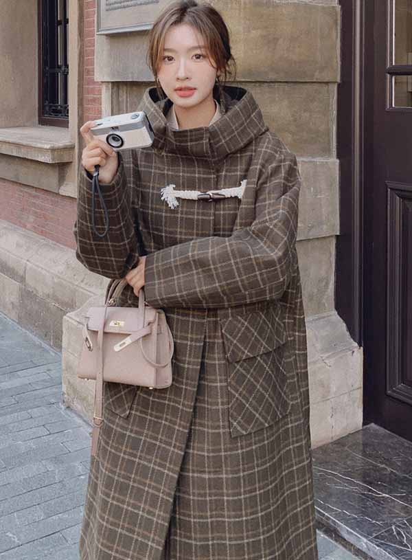 楽天市場】ダッフルコート ロングコート グレンチェック コート 超